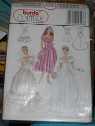4593 BURDA COUTURE OFF SHOULDER BRIDES / MAID DROP WAIST DRESS LENGTHS PATTERN 8-18